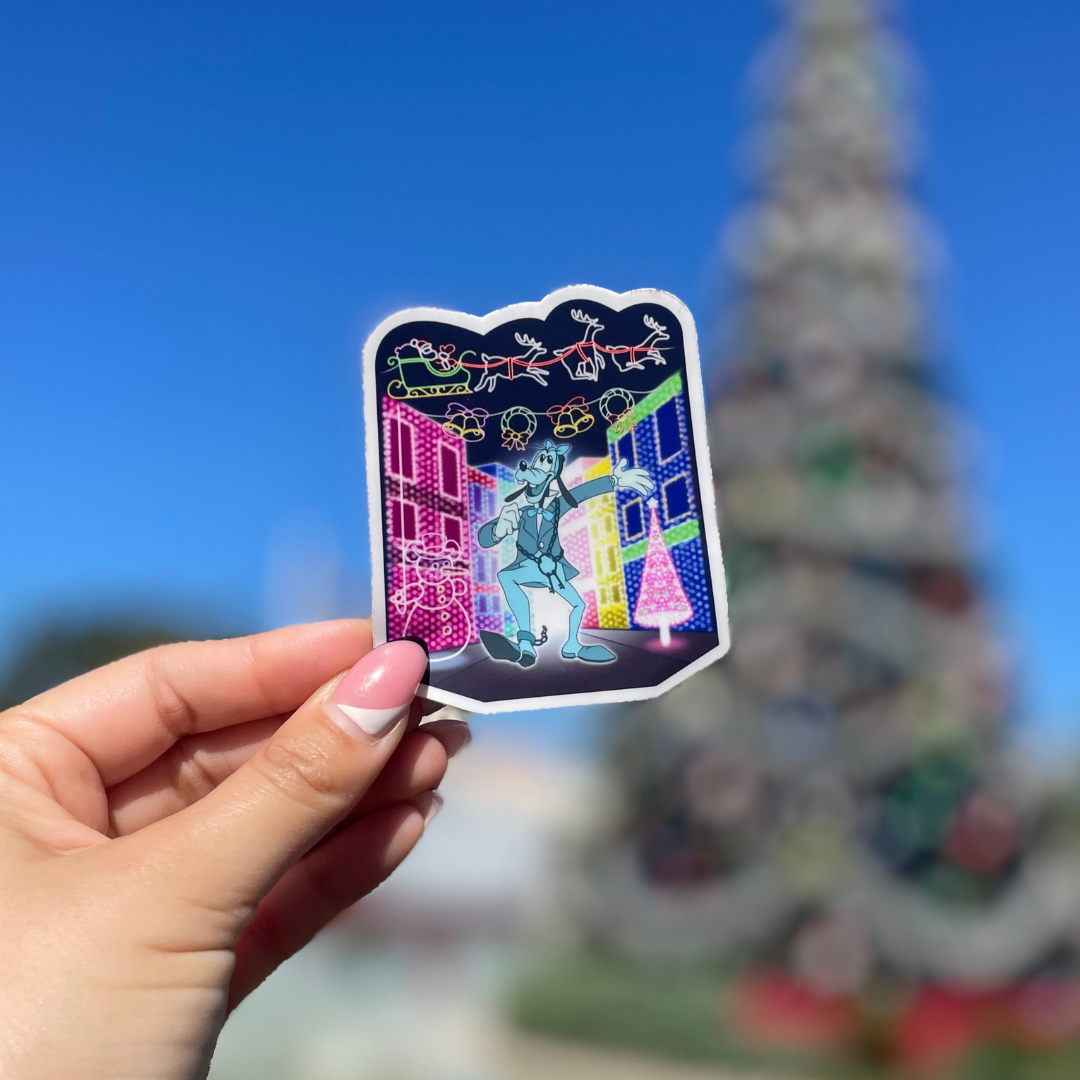 Christmas Goofy in the Lights Sticker