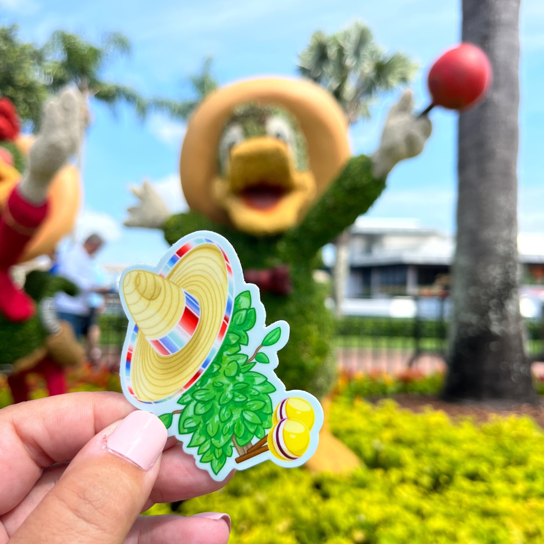 plant Donald sticker with Donald topiary Epcot