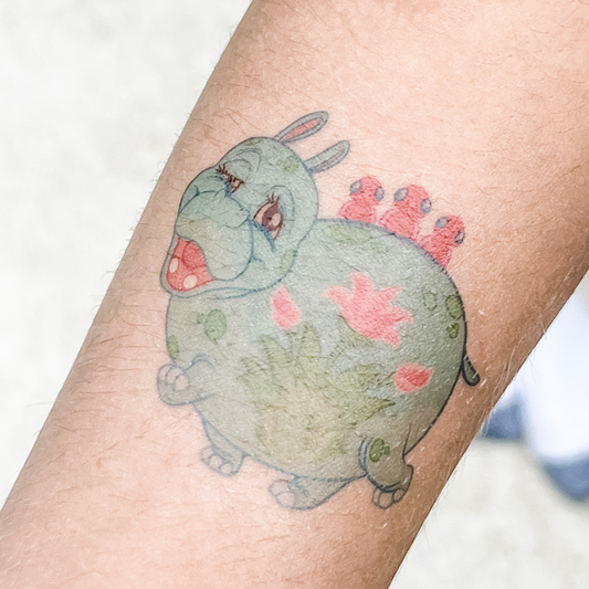 Drunk Hippo Temporary Tattoo