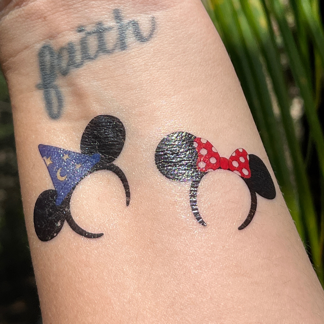 Mickey & Minnie Ears Temporary Tattoo Set
